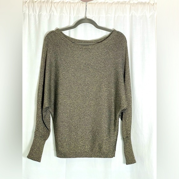 Gold Metallic INC Drop Shoulder Sweater Size S - Picture 1 of 6